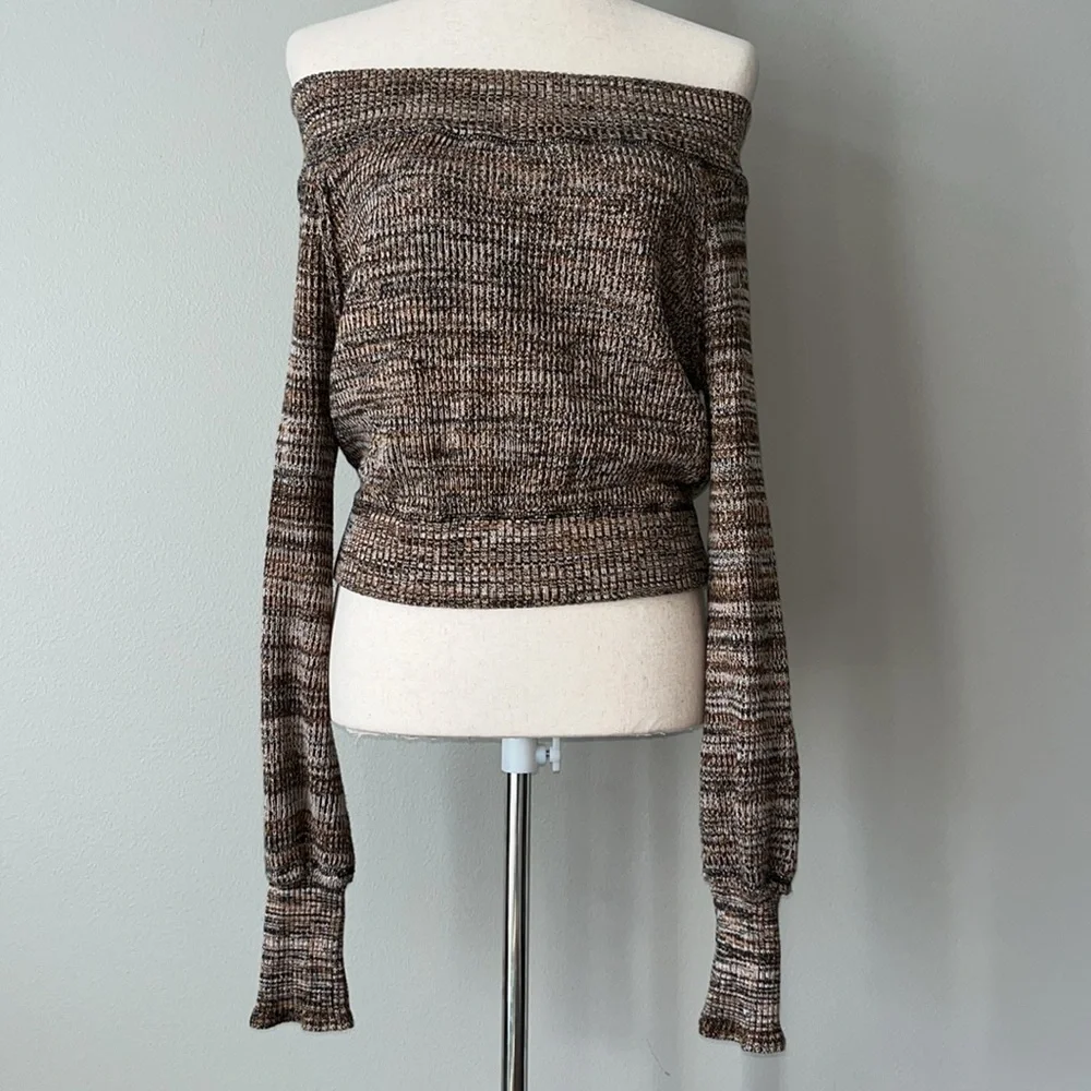 Free People Sugar Rush Off Shoulder Sweater Wild Horse Combo Size S